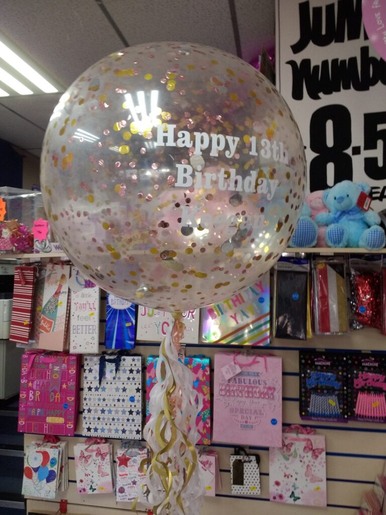 13th birthday golden confetti balloon