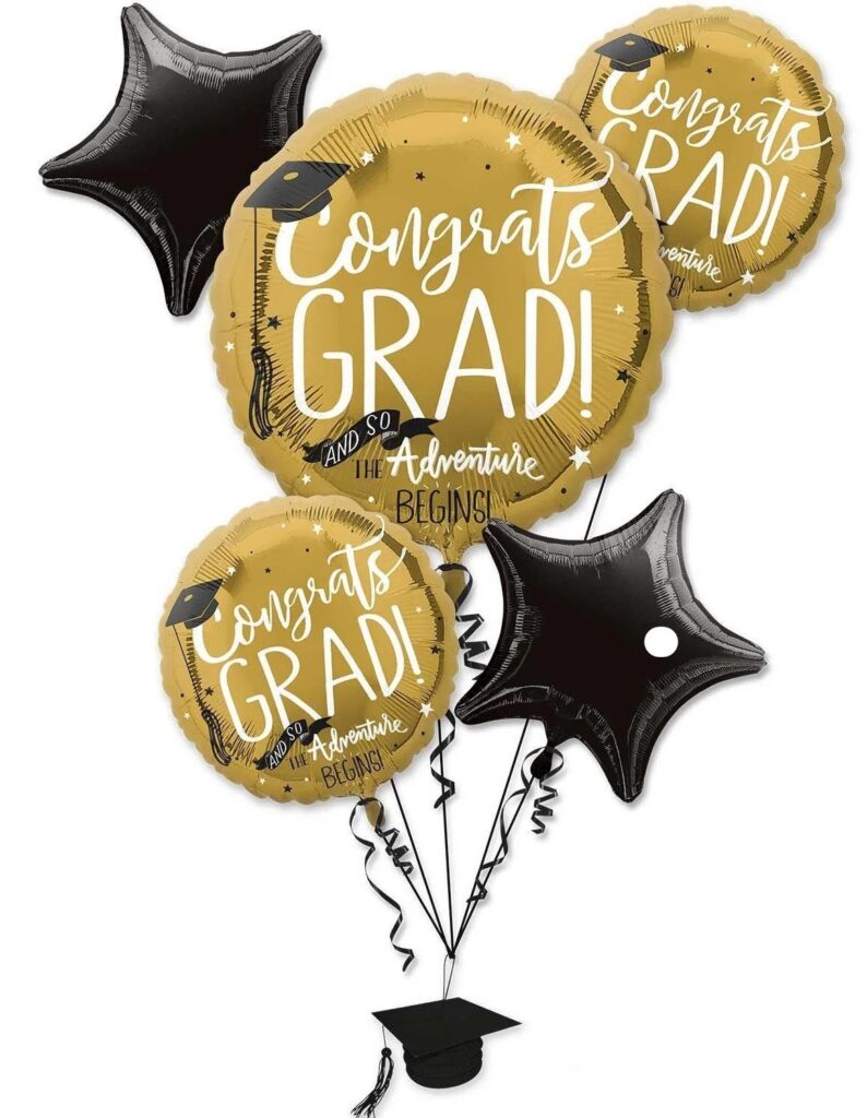 Congrats graduate gold and black foil balloons