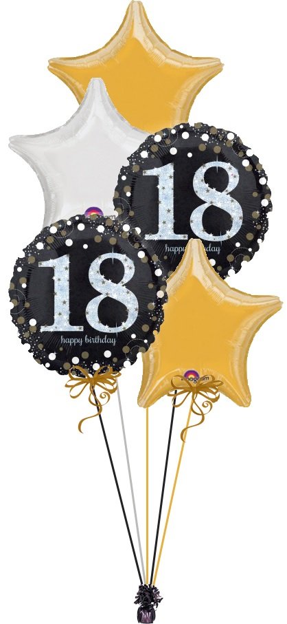 Black and Gold Star Foils 18th Birthday