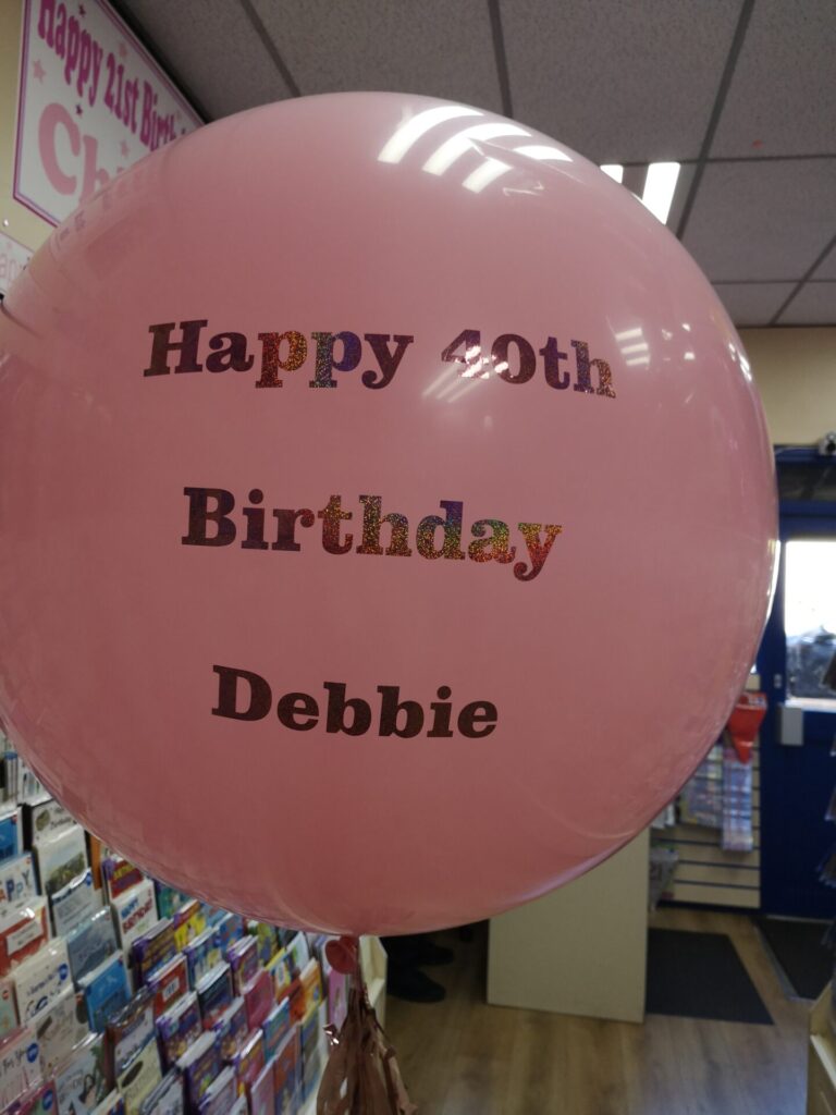 40th birthday pink orbz balloon