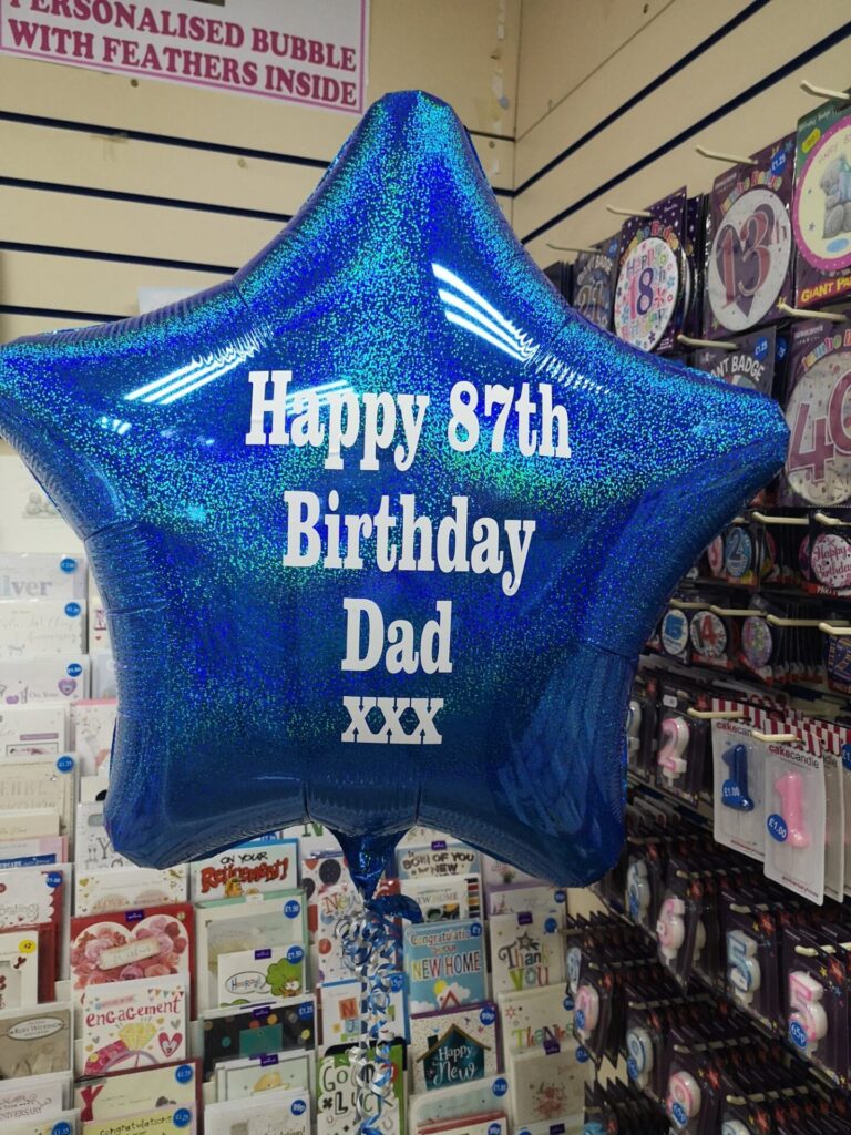 Large blue star happy birthday foil balloon