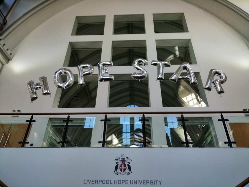 Large jumbo letter balloons at Hope university Liverpool