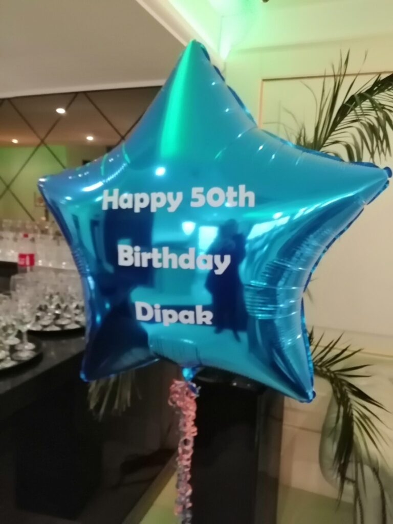 Happy 50th Birthday Dipak large star blue foil balloon