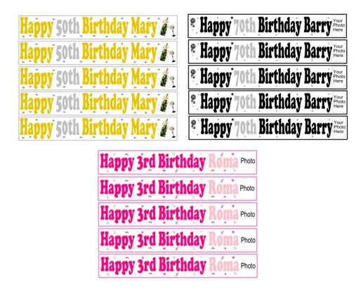 5 personalised strip banners with photos